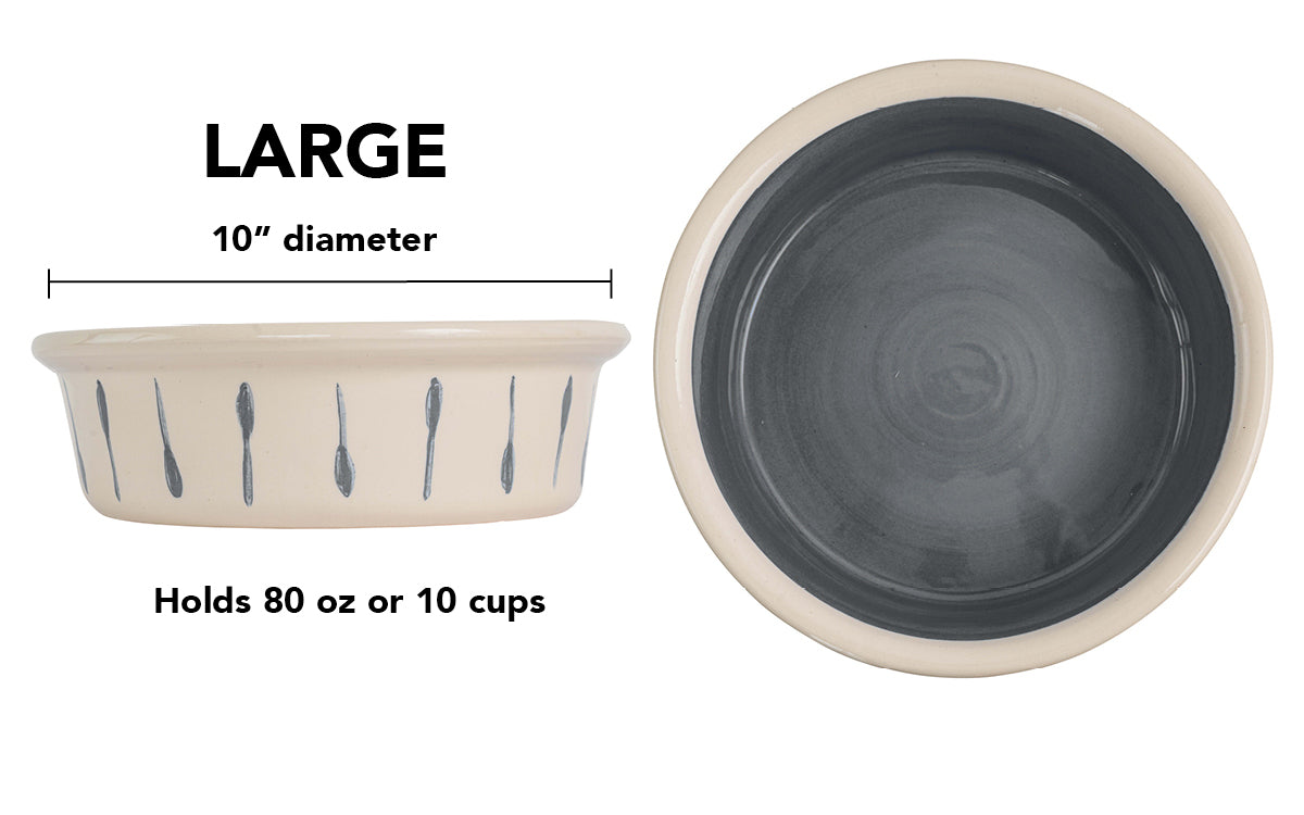 Retro Drip Collection - Handmade Ceramic Pet Bowl with Retro Design