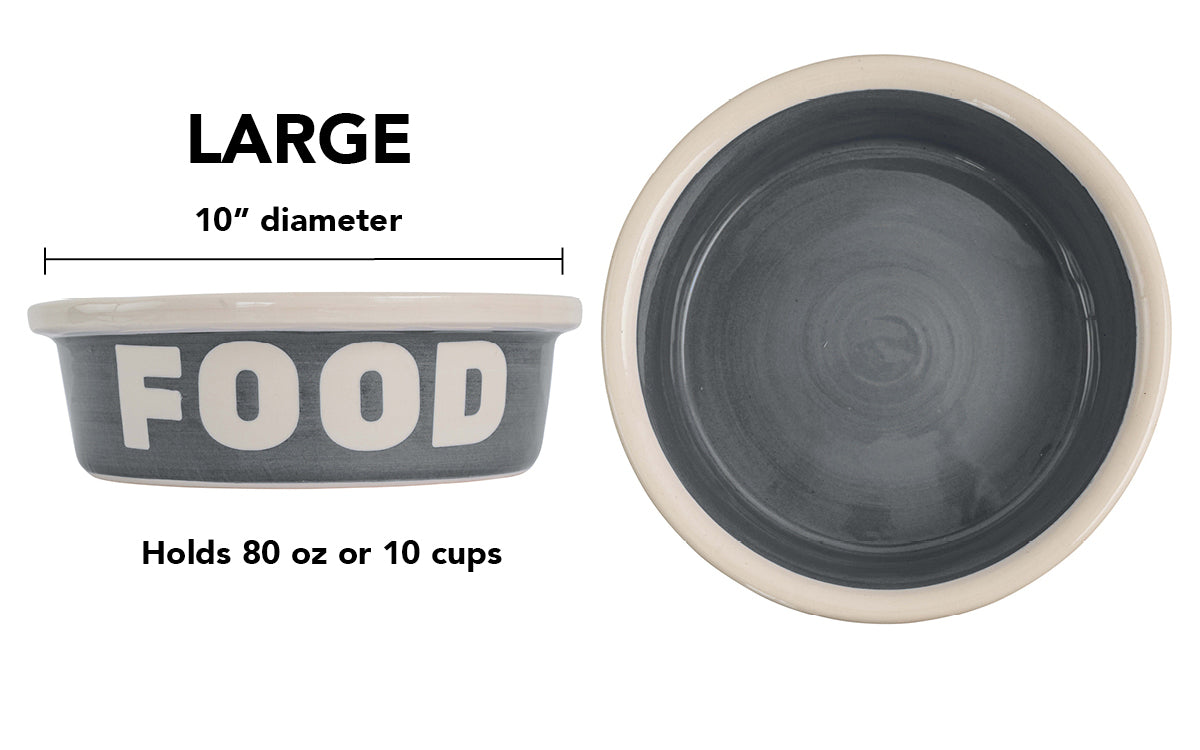 Block Letter Collection (Food) - Handmade Ceramic Pet Bowl with Block Letters