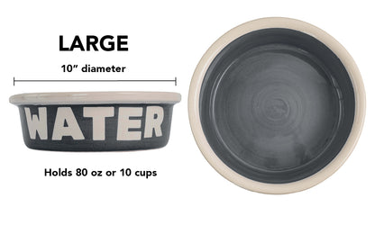 Block Letter Collection (Water) - Handmade Ceramic Pet Bowl with Block Letters