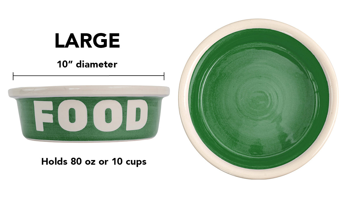 Block Letter Collection (Food) - Handmade Ceramic Pet Bowl with Block Letters