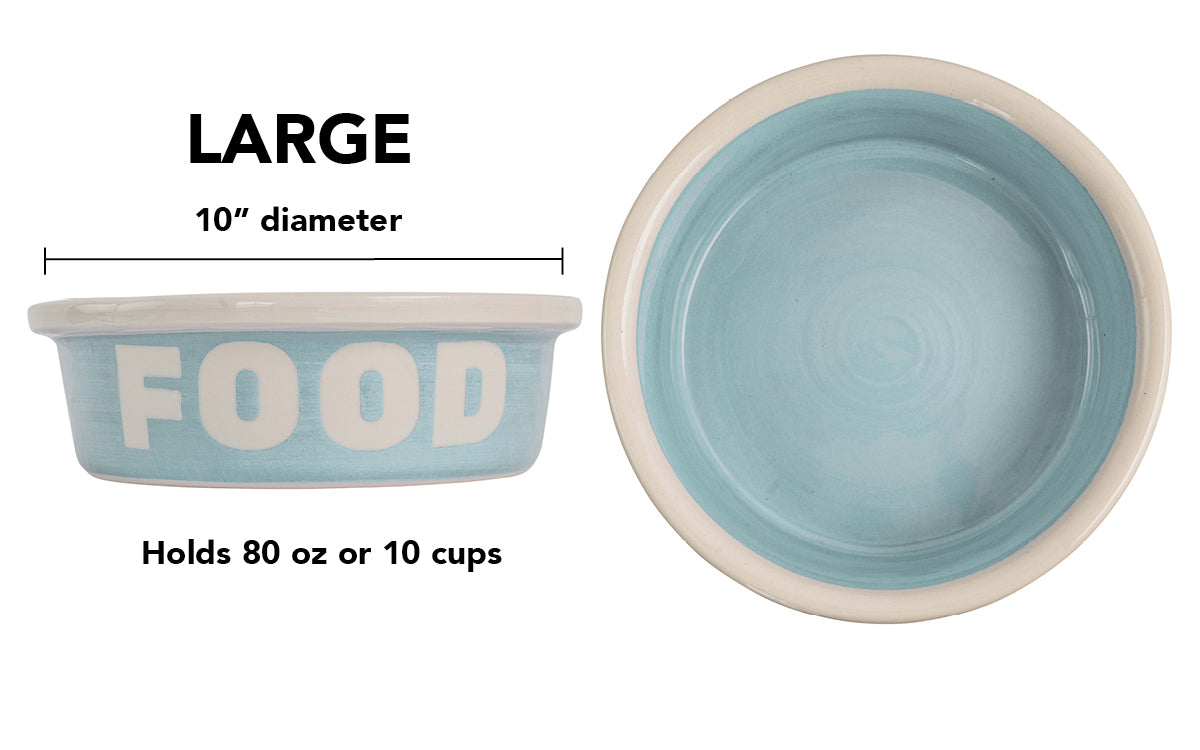 Block Letter Collection (Food) - Handmade Ceramic Pet Bowl with Block Letters