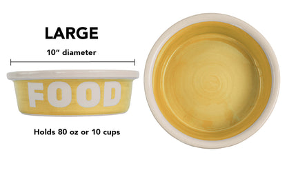 Block Letter Collection (Food) - Handmade Ceramic Pet Bowl with Block Letters