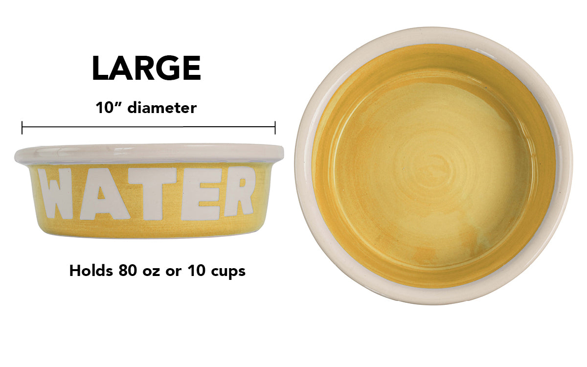 Block Letter Collection (Water) - Handmade Ceramic Pet Bowl with Block Letters