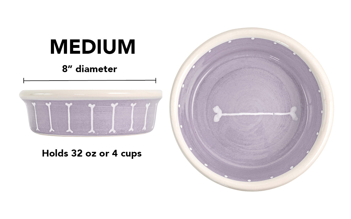 Boneyard Collection - Handmade Ceramic Pet Bowl with Skinny Bone Design in Custom Colors