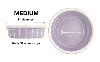 Boneyard Collection - Handmade Ceramic Pet Bowl with Skinny Bone Design in Custom Colors