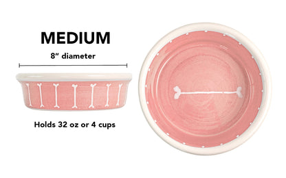 Boneyard Collection - Handmade Ceramic Pet Bowl with Skinny Bone Design in Custom Colors