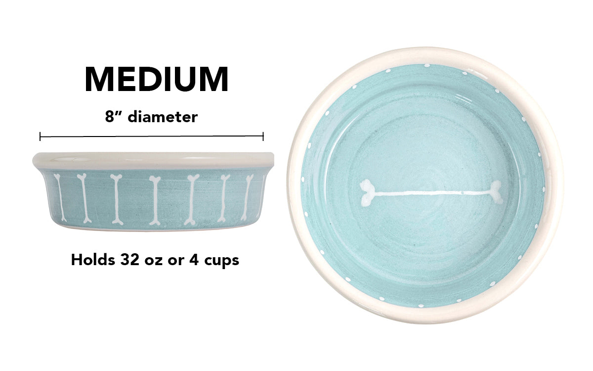 Boneyard Collection - Handmade Ceramic Pet Bowl with Skinny Bone Design in Custom Colors