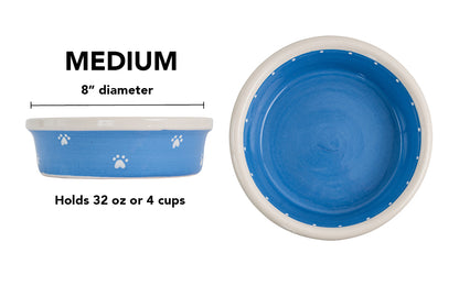 Mini Paws Collection - Handmade Ceramic Pet Bowl with Mini Paw Prints in Custom Colors
