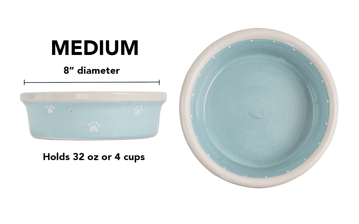 Mini Paws Collection - Handmade Ceramic Pet Bowl with Mini Paw Prints in Custom Colors