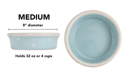 Mini Paws Collection - Handmade Ceramic Pet Bowl with Mini Paw Prints in Custom Colors