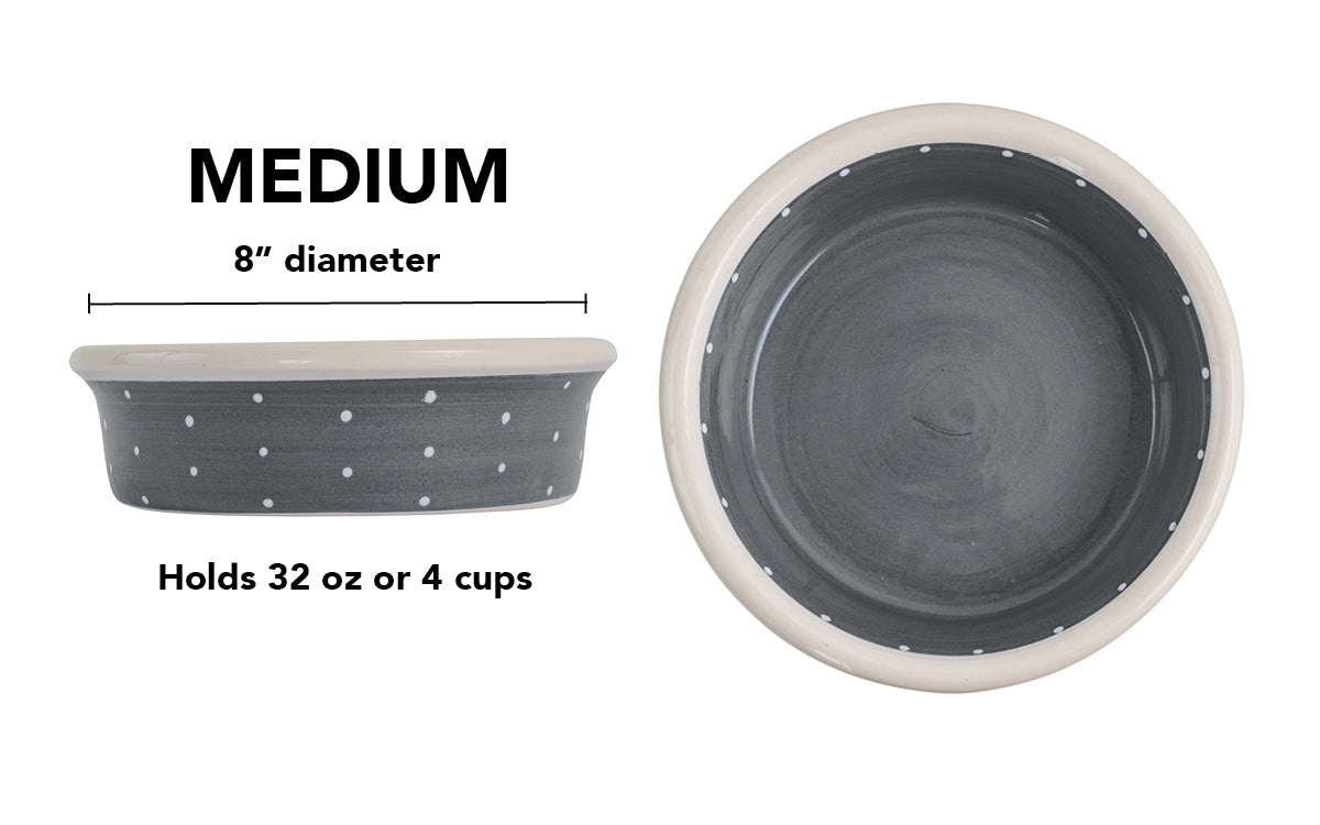 Polka Paws Collection - Handmade Ceramic Pet Bowl with Color and White Polka Dots