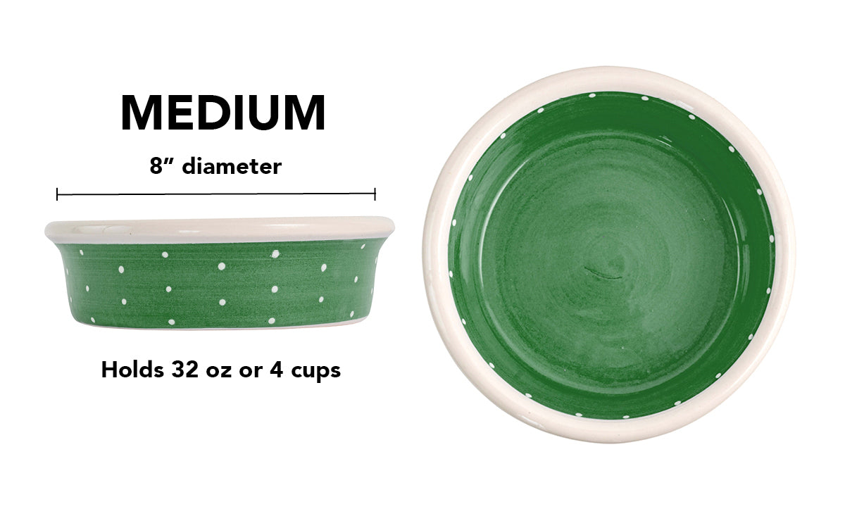 Polka Paws Collection - Handmade Ceramic Pet Bowl with Color and White Polka Dots