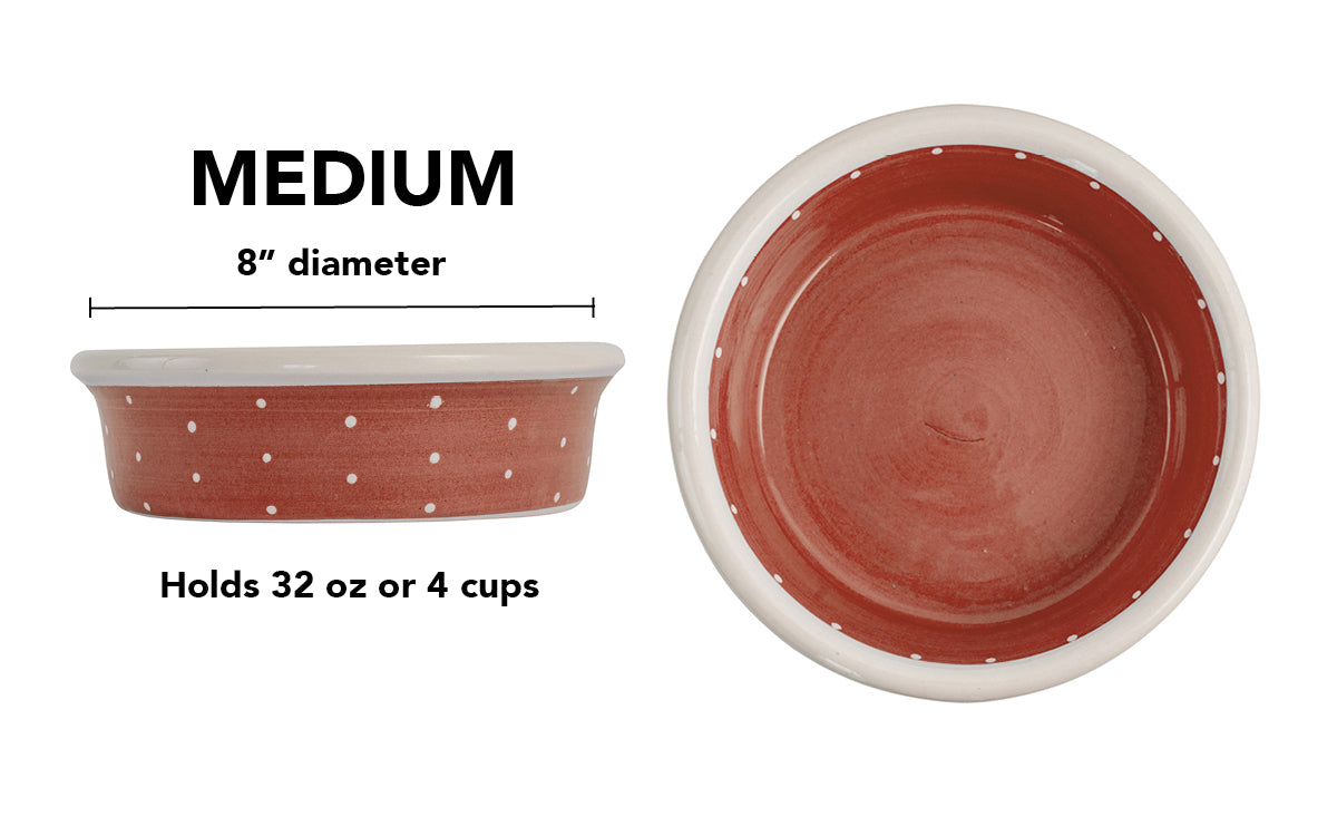 Polka Paws Collection - Handmade Ceramic Pet Bowl with Color and White Polka Dots