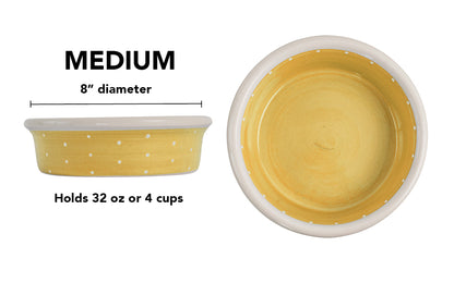 Polka Paws Collection - Handmade Ceramic Pet Bowl with Color and White Polka Dots