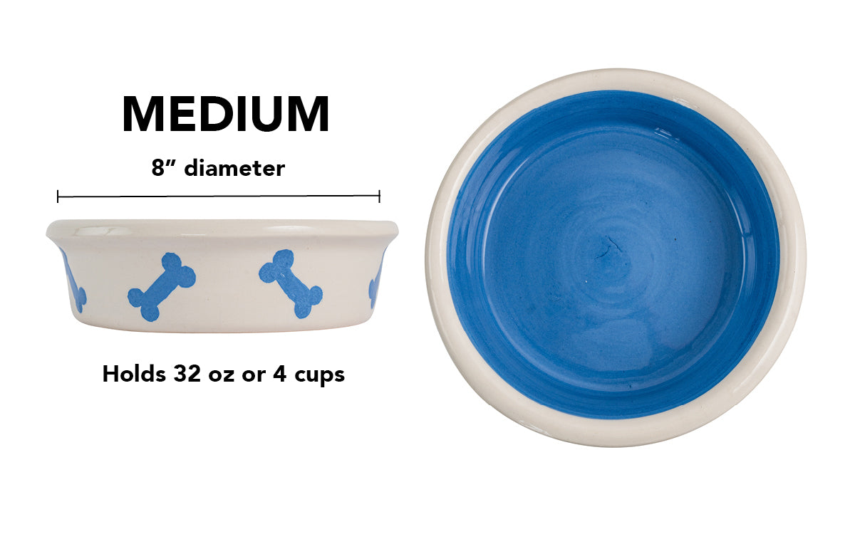 Tail Wag Collection - Handmade Ceramic Pet Bowl with Diagonal Bone Design