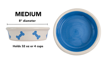 Tail Wag Collection - Handmade Ceramic Pet Bowl with Diagonal Bone Design