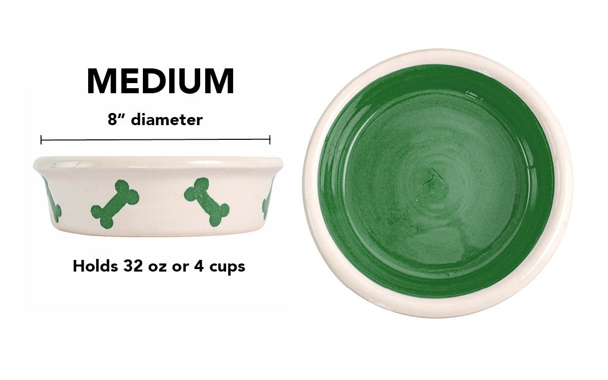 Tail Wag Collection - Handmade Ceramic Pet Bowl with Diagonal Bone Design