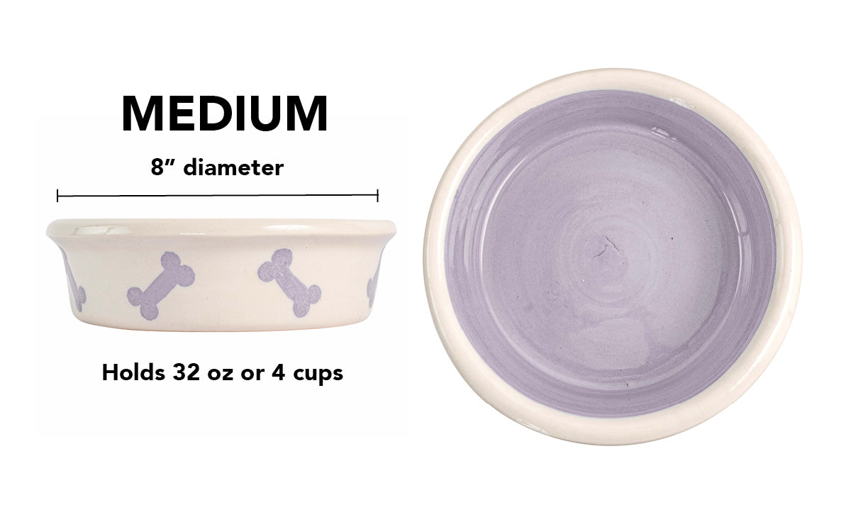 Tail Wag Collection - Handmade Ceramic Pet Bowl with Diagonal Bone Design