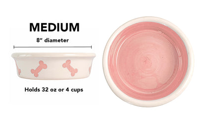 Tail Wag Collection - Handmade Ceramic Pet Bowl with Diagonal Bone Design