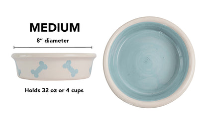 Tail Wag Collection - Handmade Ceramic Pet Bowl with Diagonal Bone Design