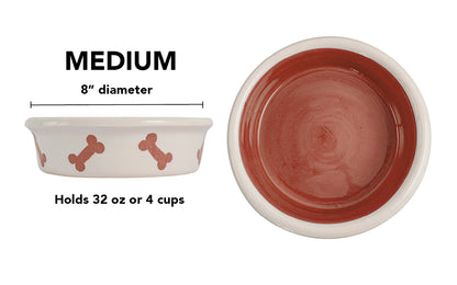 Tail Wag Collection - Handmade Ceramic Pet Bowl with Diagonal Bone Design