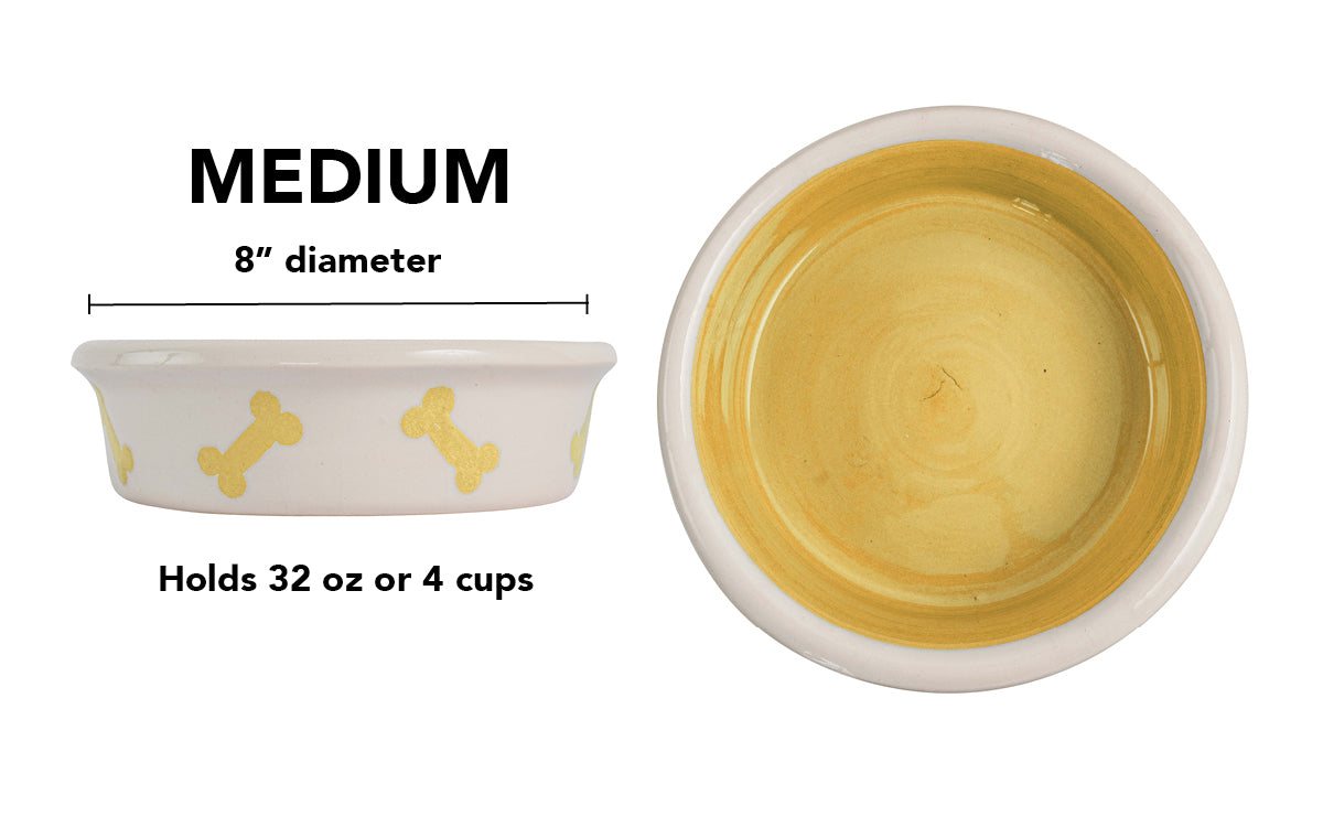 Tail Wag Collection - Handmade Ceramic Pet Bowl with Diagonal Bone Design