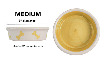Tail Wag Collection - Handmade Ceramic Pet Bowl with Diagonal Bone Design