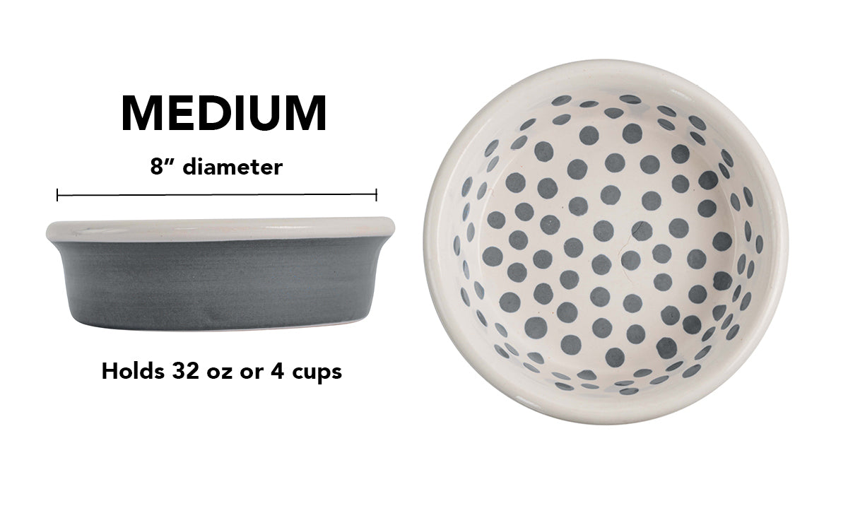 Happy Spots Collection - Handmade Ceramic Pet Bowl with Happy Spots in Color of Choice