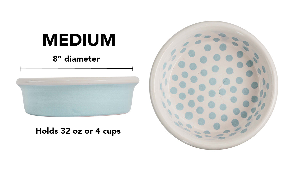 Happy Spots Collection - Handmade Ceramic Pet Bowl with Happy Spots in Color of Choice