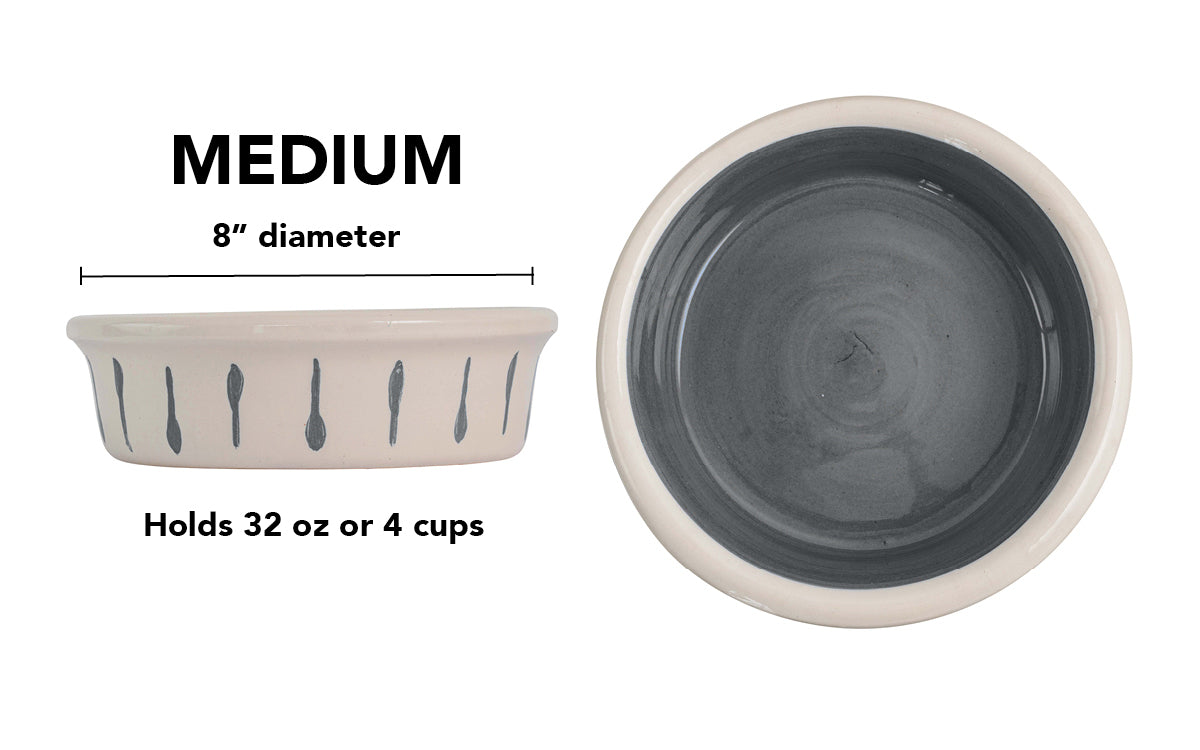 Retro Drip Collection - Handmade Ceramic Pet Bowl with Retro Design