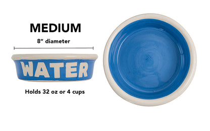 Block Letter Collection (Water) - Handmade Ceramic Pet Bowl with Block Letters