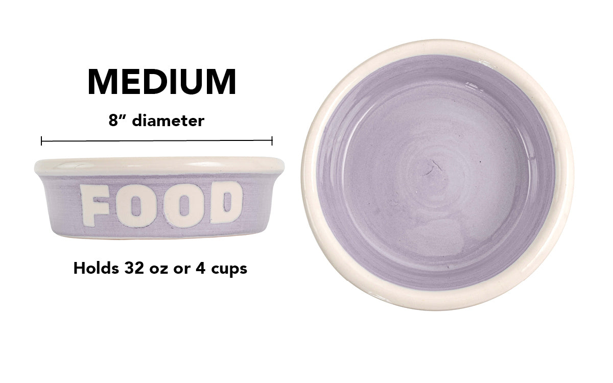 Block Letter Collection (Food) - Handmade Ceramic Pet Bowl with Block Letters