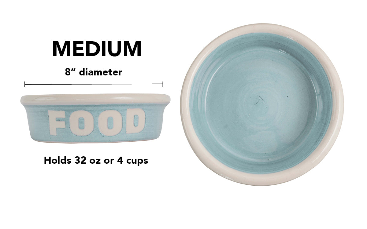 Block Letter Collection (Food) - Handmade Ceramic Pet Bowl with Block Letters