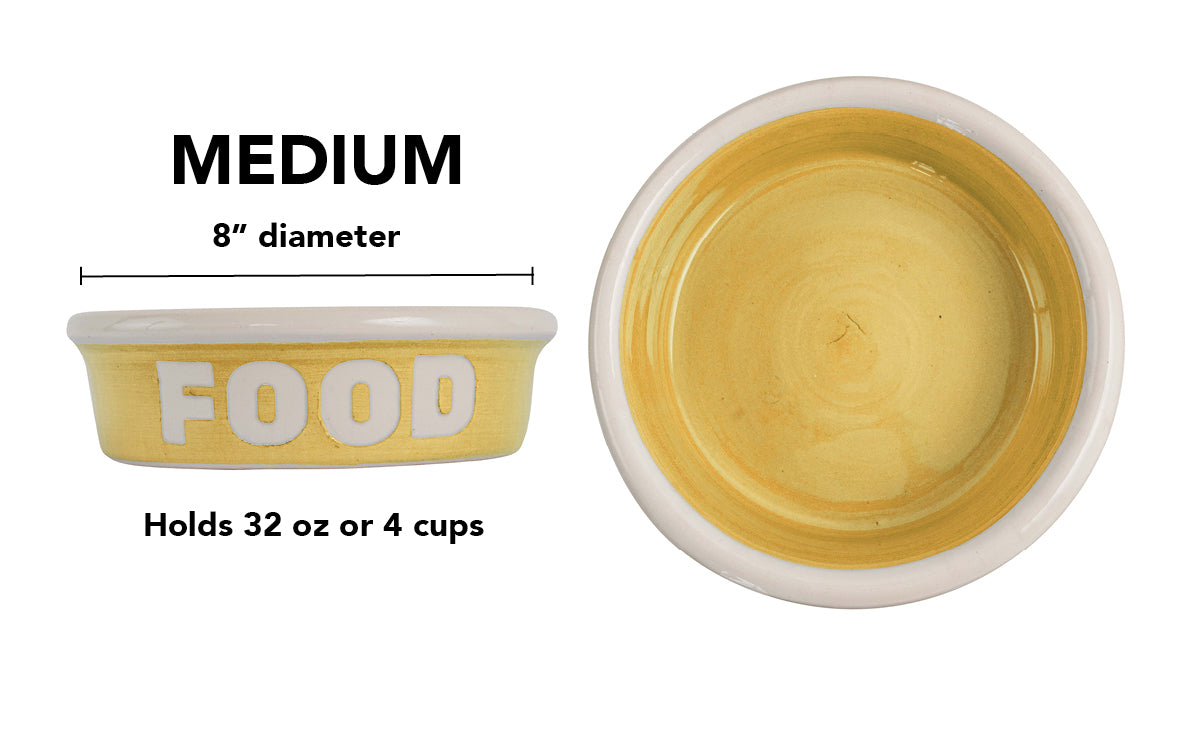 Block Letter Collection (Food) - Handmade Ceramic Pet Bowl with Block Letters