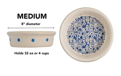 The Gangs All Here Collection - Handmade Ceramic Pet Bowl with Cool Dog Design