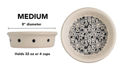 The Gangs All Here Collection - Handmade Ceramic Pet Bowl with Cool Dog Design