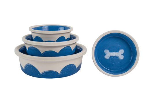 Sky Biscuit Collection - Handmade Ceramic Pet Bowl with Cloudlike Bone Design