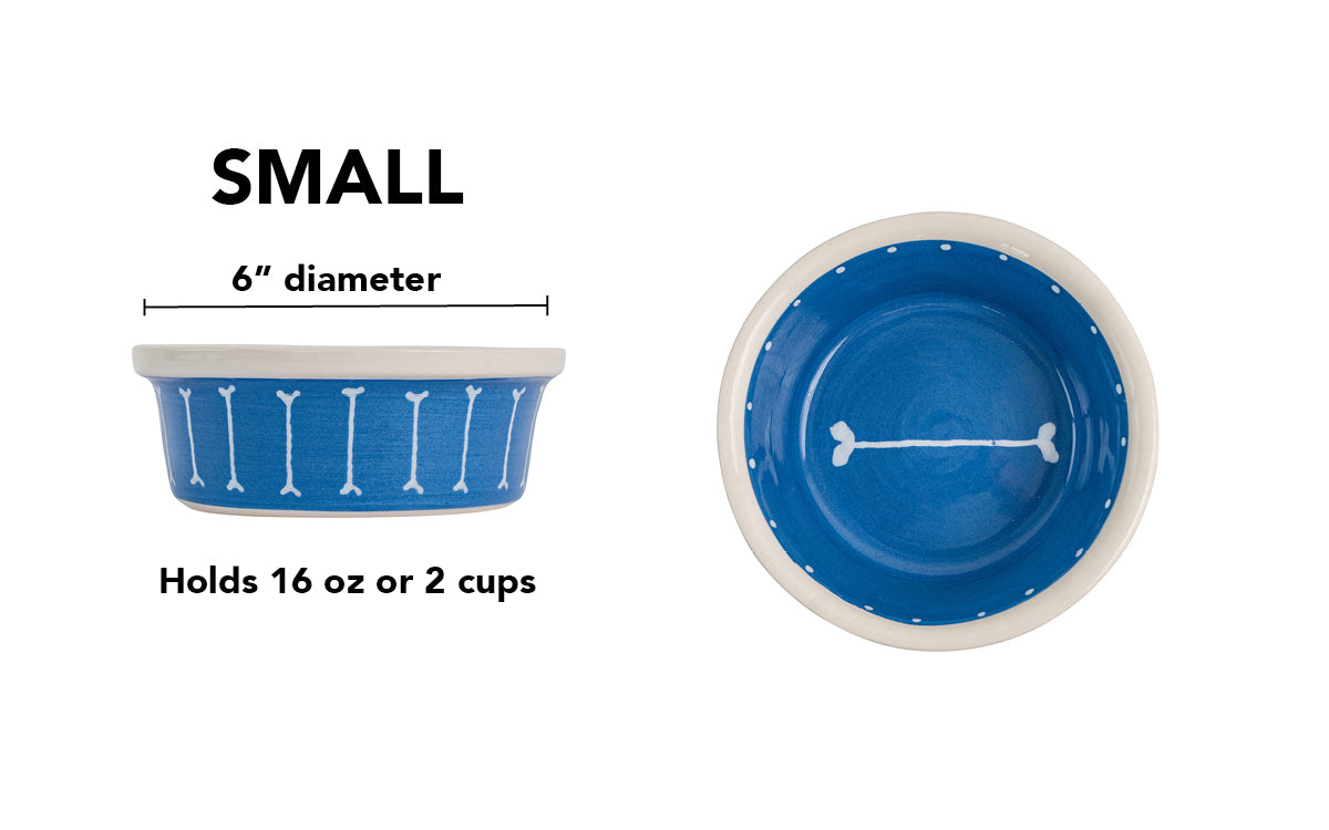 Boneyard Collection - Handmade Ceramic Pet Bowl with Skinny Bone Design in Custom Colors