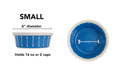 Boneyard Collection - Handmade Ceramic Pet Bowl with Skinny Bone Design in Custom Colors