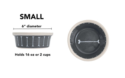 Boneyard Collection - Handmade Ceramic Pet Bowl with Skinny Bone Design in Custom Colors