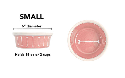 Boneyard Collection - Handmade Ceramic Pet Bowl with Skinny Bone Design in Custom Colors