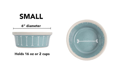 Boneyard Collection - Handmade Ceramic Pet Bowl with Skinny Bone Design in Custom Colors