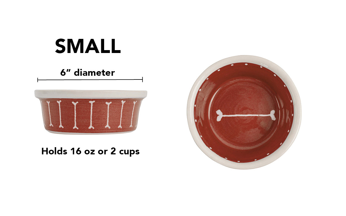 Boneyard Collection - Handmade Ceramic Pet Bowl with Skinny Bone Design in Custom Colors