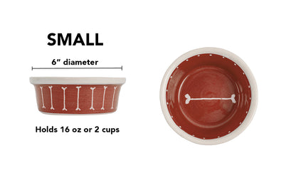 Boneyard Collection - Handmade Ceramic Pet Bowl with Skinny Bone Design in Custom Colors