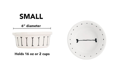 Boneyard Collection - Handmade Ceramic Pet Bowl with Skinny Bone Design in Custom Colors