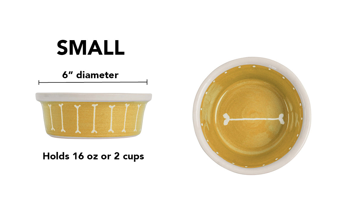 Boneyard Collection - Handmade Ceramic Pet Bowl with Skinny Bone Design in Custom Colors