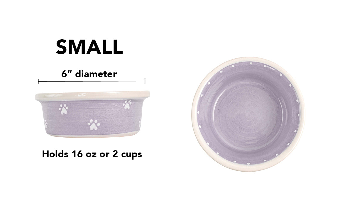 Mini Paws Collection - Handmade Ceramic Pet Bowl with Mini Paw Prints in Custom Colors