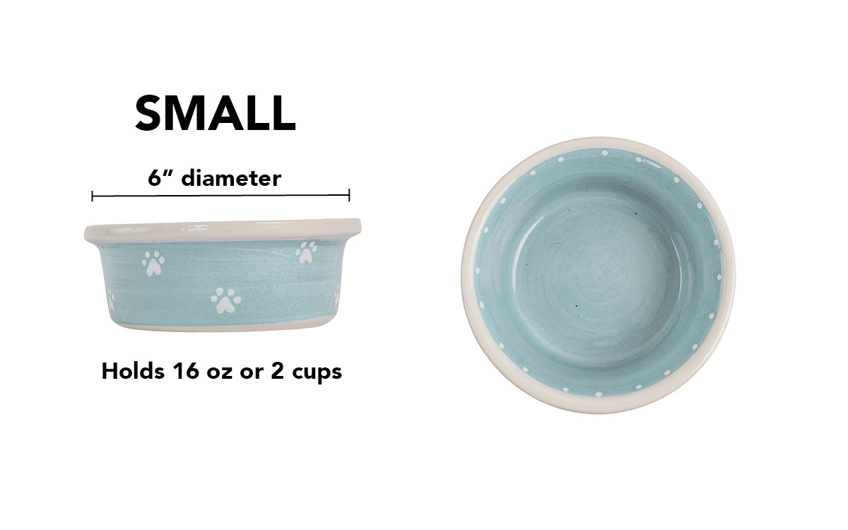 Mini Paws Collection - Handmade Ceramic Pet Bowl with Mini Paw Prints in Custom Colors