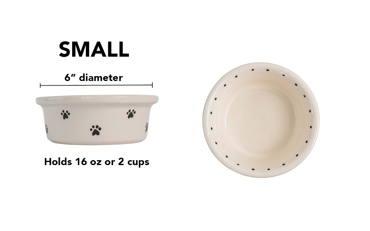 Mini Paws Collection - Handmade Ceramic Pet Bowl with Mini Paw Prints in Custom Colors