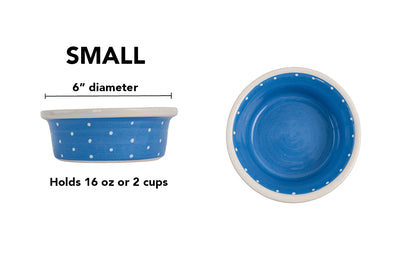 Polka Paws Collection - Handmade Ceramic Pet Bowl with Color and White Polka Dots